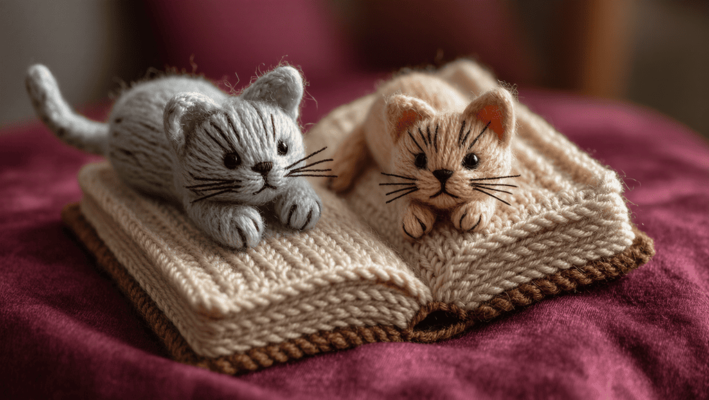 нитяные кошки спящие на книге